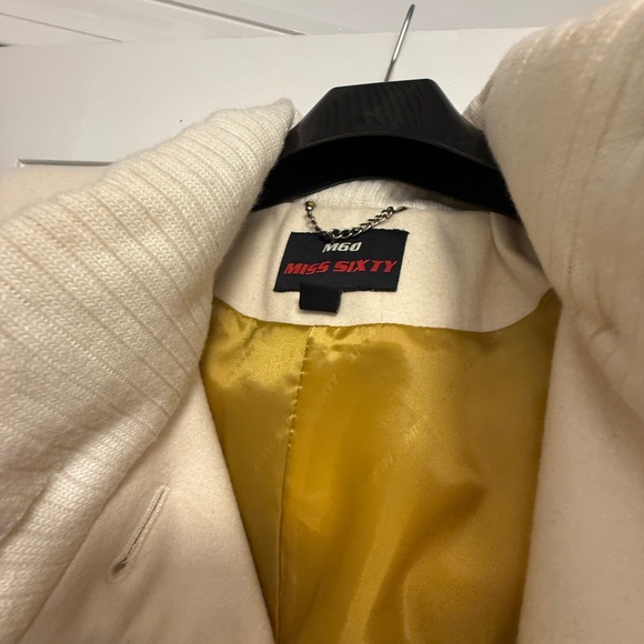 Miss Sixty Cream Wool Coat with Gold Lining, size S - Picture 2 of 5